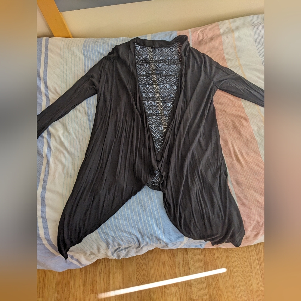 Black Cardigan with Lace Back